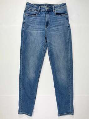 American Eagle Womens Mom Jeans Stretch 2 Blue Medium Wash High Rise Zipper Fly